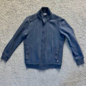 Ted Baker Blue Cardigan Button / Full Zip Up Fleece Lined Sweater Jacket - Sz. L